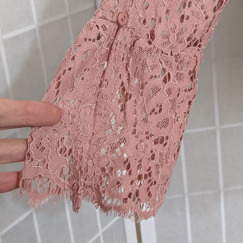 Adrienne Vittadini Pink Lace Blouse S New - Picture 5 of 6